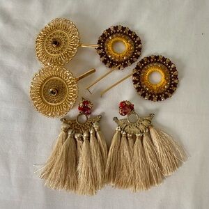Elegant Gold and Brown Earring Set